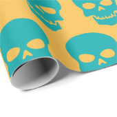 Licht Zee Groen op Gele Skulls Cadeaupapier (Rol Hoek)