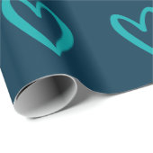 Licht Zee Groen op Pruissiaans blauw handgetrokken Cadeaupapier (Rol Hoek)