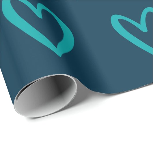 Licht Zee Groen op Pruissiaans blauw handgetrokken Cadeaupapier (Rol Hoek)