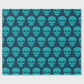 Licht Zee Groen op Pruissiaanse Blauwe Skulls Cadeaupapier (Vlak)
