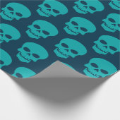 Licht Zee Groen op Pruissiaanse Blauwe Skulls Cadeaupapier (Hoek)