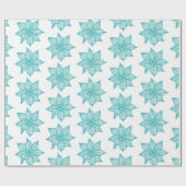 Licht Zee Groen op Witte Schetkige Bloemen Cadeaupapier (Vlak)