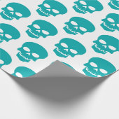 Licht Zee Groen op Witte Skulls Cadeaupapier (Hoek)