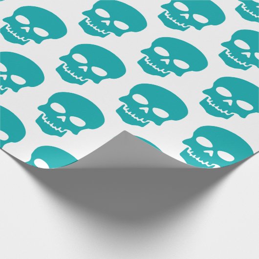 Licht Zee Groen op Witte Skulls Cadeaupapier (Hoek)