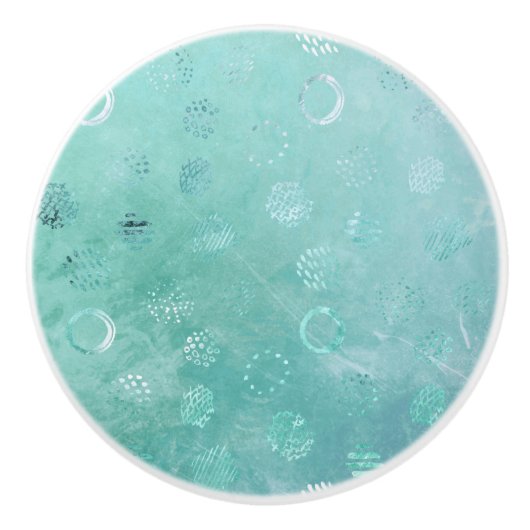 Licht Zee Groene Glitter Stippen Keramische Knop (Voorkant)