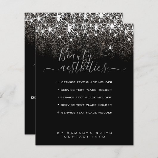 Licht zilver glitter elegant flyer (Voorkant / Achterkant)