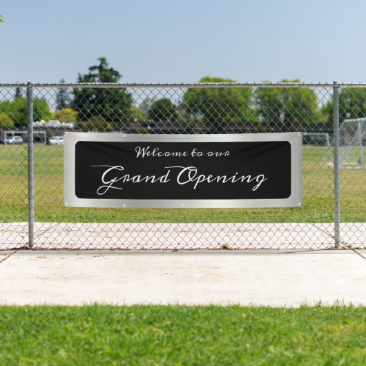 Licht Zilver Gradiënt Grote Opening Spandoek (Insitu)