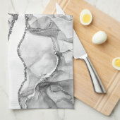 LICHT ZILVER MARMER AGAAT GLITTER GLAM THEEDOEK (Quarter Fold)