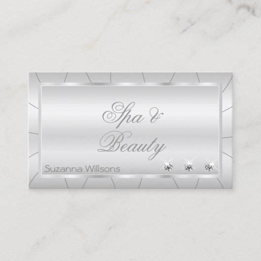 Licht zilver met diamanten en foto's luxueus visitekaartje (Voorkant)