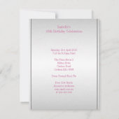 Licht Zilver Metaal Bord Roze Bloemen 16e Verjaard Kaart (Achterkant)