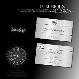 Licht zilver Sparkle Soft Glitter Logo Initialen Visitekaartje