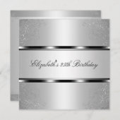 Licht Zilveren Bloemen 25e Verjaardag Party Event Kaart (Voorkant / Achterkant)