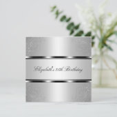 Licht Zilveren Bloemen 25e Verjaardag Party Event Kaart (Staand voorkant)