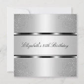 Licht Zilveren Bloemen 25e Verjaardag Party Event Kaart (Voorkant)