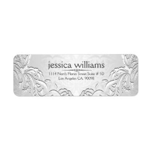 Licht zilvergrijs bloemig Lijst Etiket