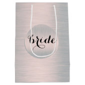 Licht zilvergrijs geborsteld aluminium medium cadeauzakje (Achterkant)