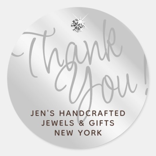 Licht zilvergrijs glimmend glinsterend dank u Labe Ronde Sticker (Voorkant)