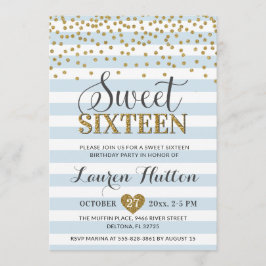 Lichtbaby Blue Gold Sweet Sixteen Birthday Kaart