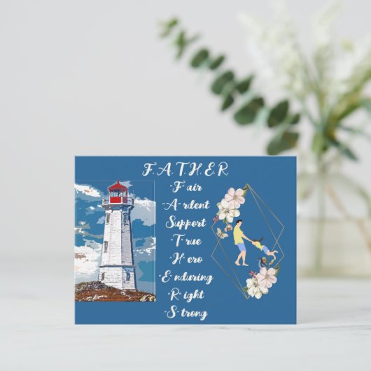 Lichtbaken voor vader-dochter band Vaderdag Citaat Briefkaart (Staand voorkant)