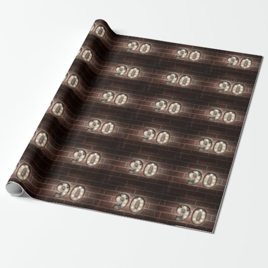lichtbakens op baksteen voor 90ste verjaardag cadeaupapier (Uitgerold)