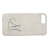Lichtbeige ecru Donkergrijs Linnen Wit Monogram Case-Mate iPhone Case (Achterkant (Horizontaal))