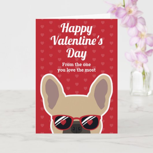 Lichtbeige Franse Bulldog Valentijnskaart Kaart (Orchidee)