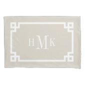 Lichtbeige Griekse Sleutel Monogram Standaard Kussensloop (Voorkant-Links)