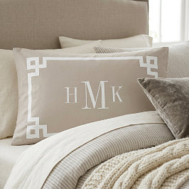 Lichtbeige Griekse Sleutel Monogram Standaard Kussensloop