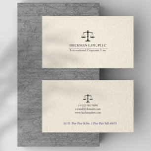 Lichtbeige linnen Zwarte Justitia  Visitekaartje