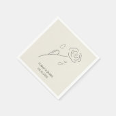 Lichtbeige minimalistische bloem lijn art monogram servet (Hoek)