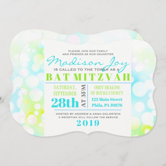 LICHTBELLEN Bat Mitzvah Uitnodiging (Voorkant / Achterkant)