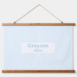 Lichtblauw Aangepaste Naam Boy Nursery Decor Hangend Wandkleed