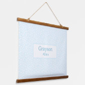 Lichtblauw Aangepaste Naam Boy Nursery Decor Hangend Wandkleed (Gebogen)