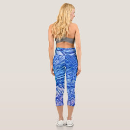 Lichtblauw Abstract High Waisted Capris
