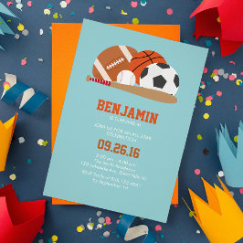 Lichtblauw All Star Sport Verjaardagsfeest Kaart