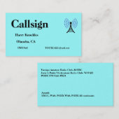 Lichtblauw amateur radioroepnaam visitekaartje (Voorkant / Achterkant)