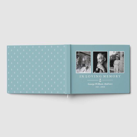 Lichtblauw anker in liefdevolle herinnering Fotoco Gastenboek (Volledig)