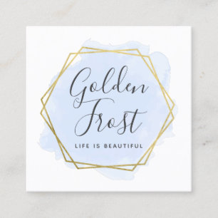 Lichtblauw Aquarel & Goud Sociaal Media Netwerk Vierkante Visitekaartje