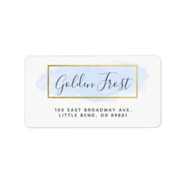 Lichtblauw Aquarel & Modern Goud Chic Adres Etiket