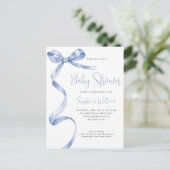 Lichtblauw Aquarel Strik Lint Jongens Baby Borrel Briefkaart (Staand voorkant)