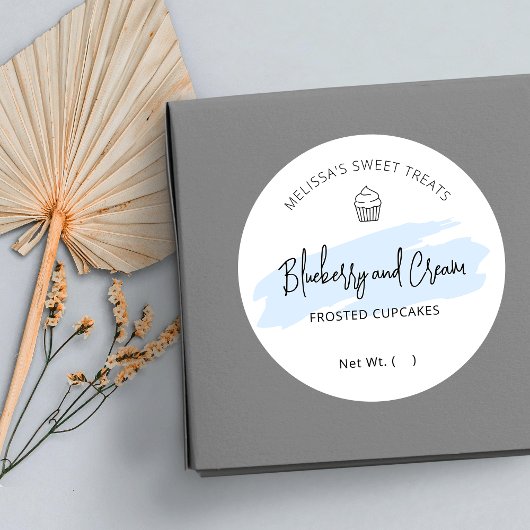 Lichtblauw Aquarel Voedselverpakking Bakkerij Ronde Sticker