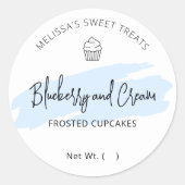 Lichtblauw Aquarel Voedselverpakking Bakkerij Ronde Sticker (Voorkant)