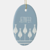 Lichtblauw Art Deco bloemvormig ovaal ornament (Rechts)