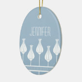 Lichtblauw Art Deco bloemvormig ovaal ornament (Links)