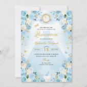 Lichtblauw Assepoester Prinses Jurk Quinceanera Kaart (Voorkant)