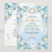 Lichtblauw Assepoester Prinses Jurk Quinceanera Kaart (Voorkant / Achterkant)