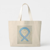 Lichtblauw Awareness Lint Custom Canvas tas (Achterkant)