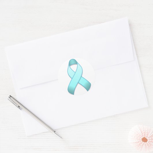 Lichtblauw Awareness Lint Ronde Sticker (Envelop)