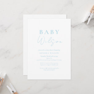 Lichtblauw Baby Boy Eenvoudig Baby shower Uitnodig Kaart