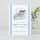Lichtblauw babykind geboren aankondiging (Staand voorkant)